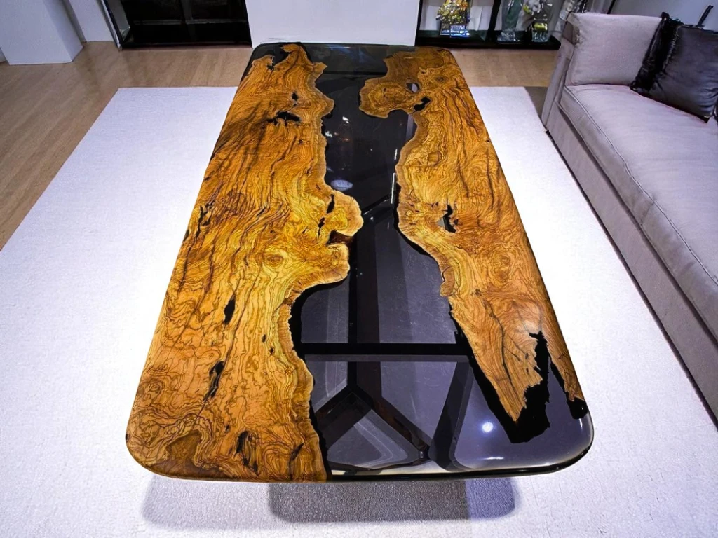   Crystal Clear Premium Live Edge Epoxy River Table Sale 